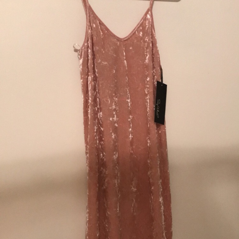 Velvet blush pink dress. New with tags
